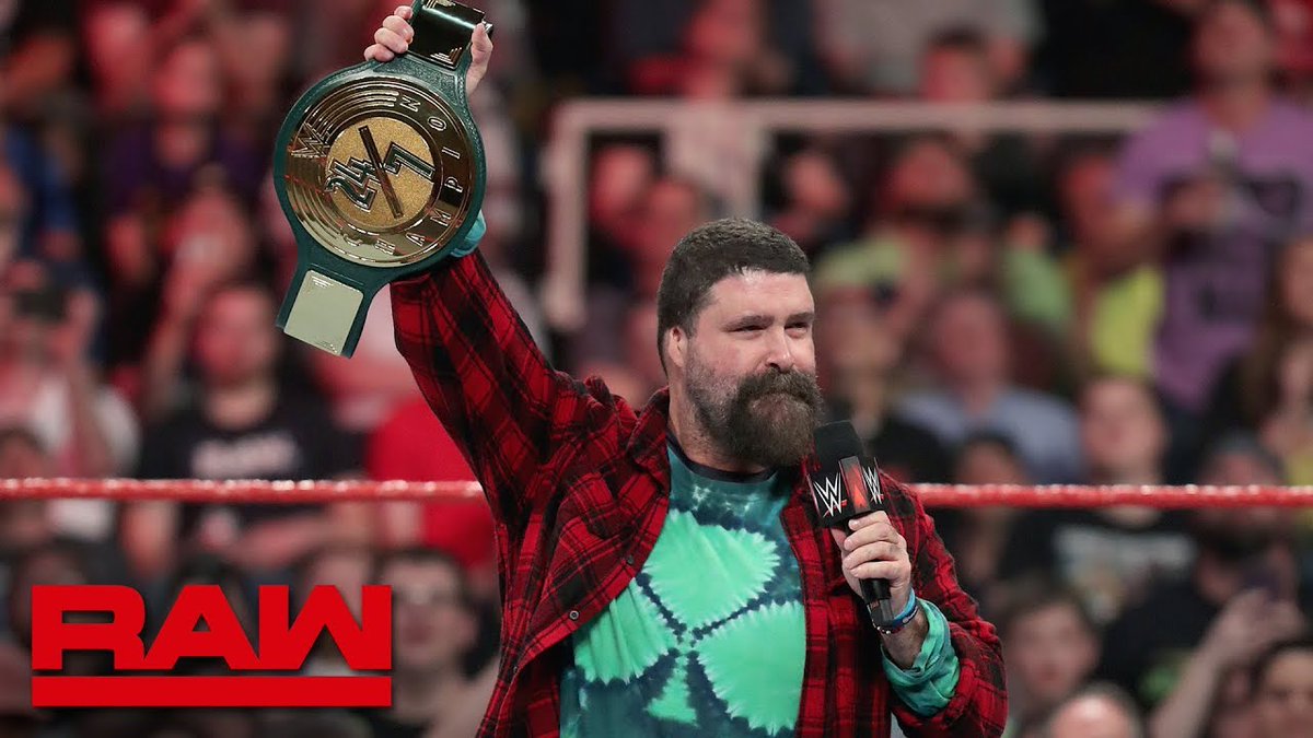WDEVV7KW4L's tweet photo. So let me get this straight, Mick Foley got to introduce two ugliest Championships in The Red WWE Universal Championship, and The WWE 24/7 Championship Belts, and Triple H got to introduce The WWE World Heavyweight Championship Belt. #LevelsAndLayers https://t.co/bYQXKAx31p
