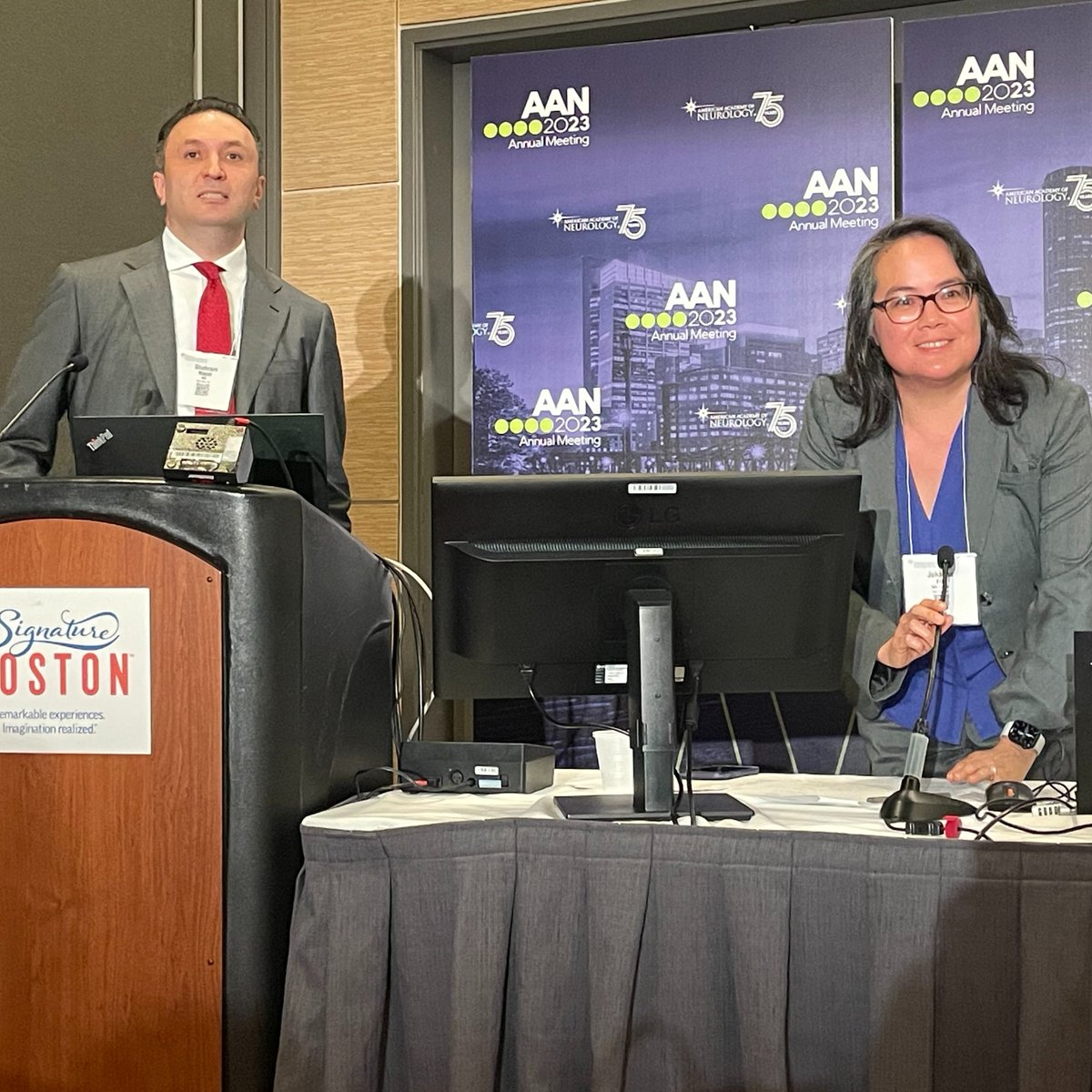 Our cerebrovascular experts overlap at #AANAM / #AANS2023! @johannatfifi, @MajidiShahram & @shapiro88 (with @NguyenThanhMD) lead a great session, research & eposters on #stroke, #thrombectomy, #aneurysms, #VoGM & #BCI. @AANSNeuro @AANmember @neurosurgery #NeuroRad #AANAM2023