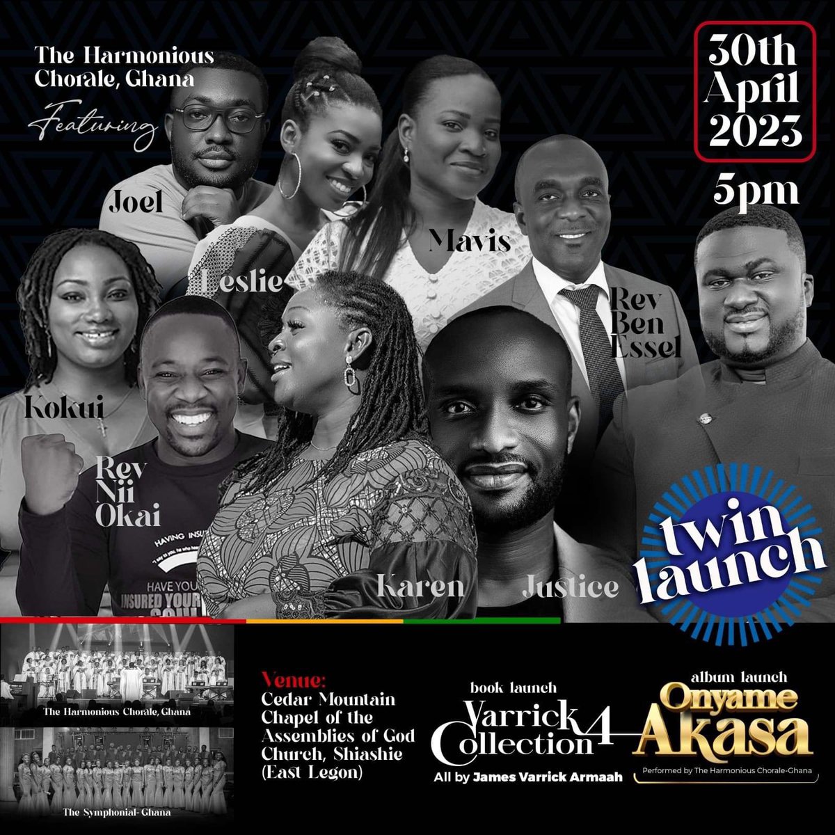 symphonials's tweet photo. Join us , @symphonials on Sunday 30th April, 2023 at the Cedar Mountain Chapel International, AG, Shiashie at 5pm for the twin-launch of the book “Varrick Collection 4 (Music for every season)” and the Album “”Onyame Akasa” performed by @HC_Ghana all authored by. James Varrick https://t.co/cdOPiOceqV
