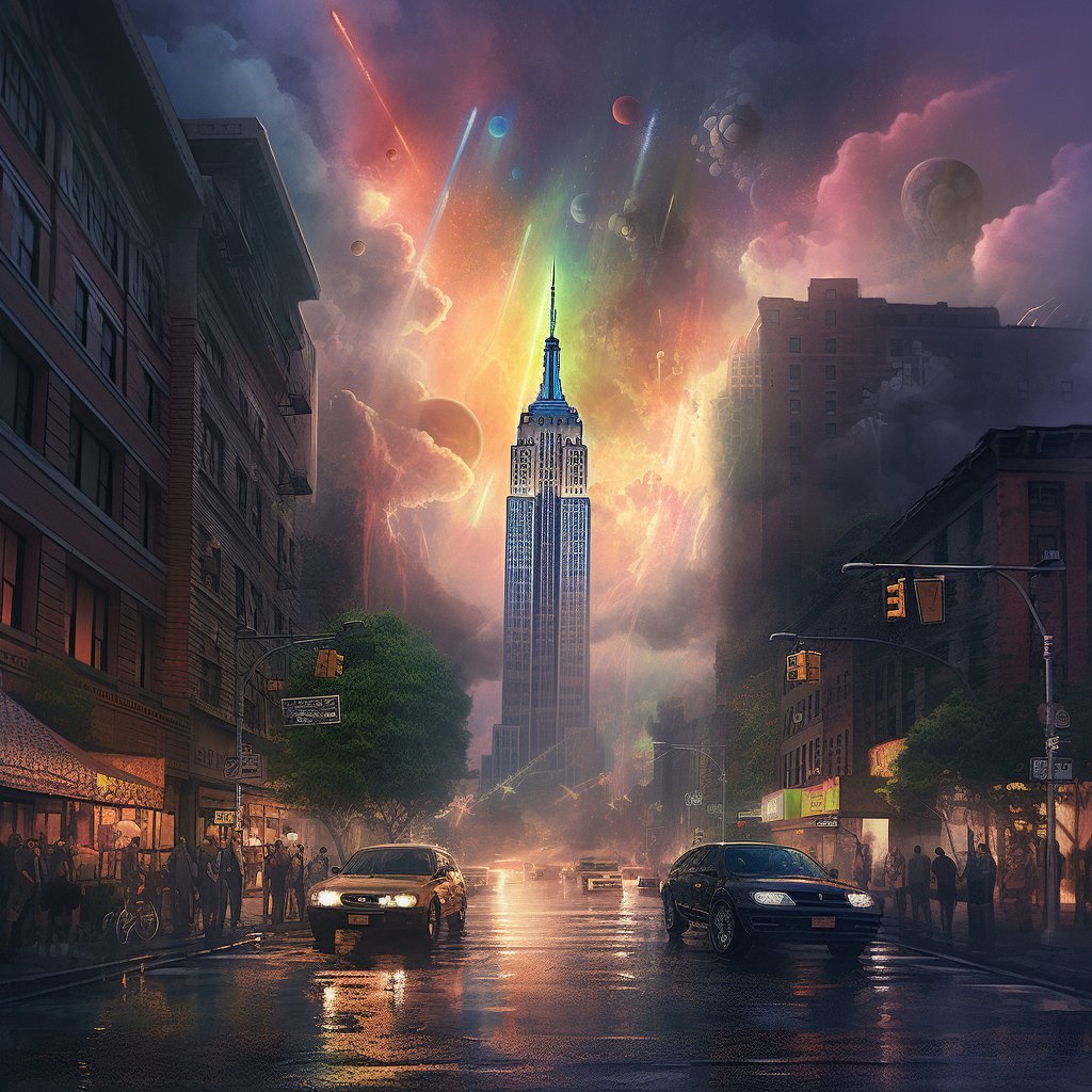 ArtXcorp's tweet photo. "Welcome to the #futureNYC where the iconic #EmpireStateBuilding is ruled by artificial intelligence. Are you ready for the rise of the machines? #artify #ArtXcorp" ๐ค๐๐ฝ https://t.co/8IysnbRnf5