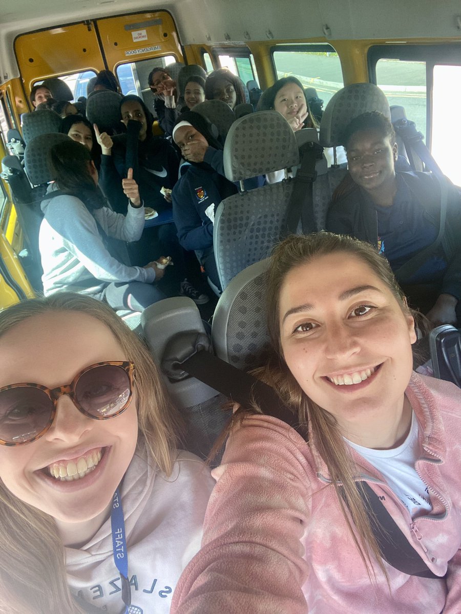 En route to Bangor with the Y8 basketball girls 🏀 A very excited bus - staff included 🤩