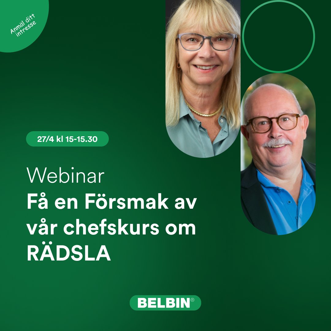 BelbinSverige's tweet photo. Vi vill påminna om vårat webinar som äger rum Torsdag 27 april kl 15.00 – 15.30!📆

Webinaret ger er en försmak om vår chefskurs “Management Training Workshop”. 📈

Länk till anmälan: https://t.co/a9v4rds0ar

Vi ses på Torsdag kl. 15.00!🙌 https://t.co/Ecja6TZLX5