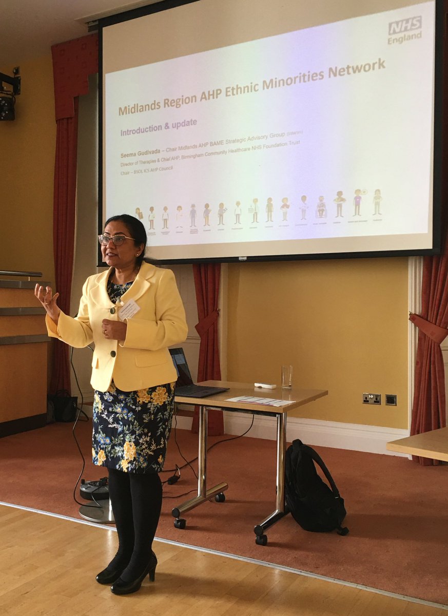 Grateful to be joined by @SeemaGudivada speaking to us about West Midlands AHP EM Network. Such an important agenda 🙏🏻 @BlackCountryICS  #AHPLeadership