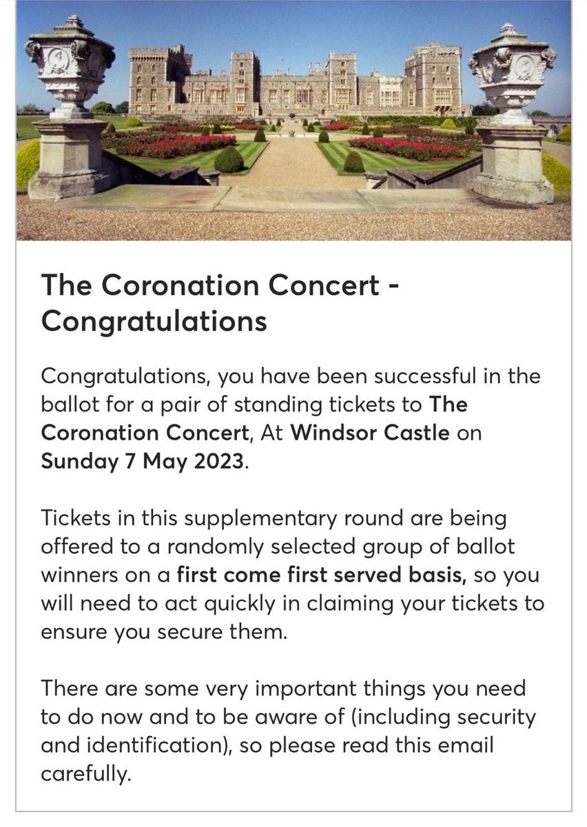 Recylopse's tweet image. So it appears many Coronation concert ballot winners were conned out of tickets thanks to Ticketmaster introducing a queue system. False hopes when ballot winners thought they were successful. 😠