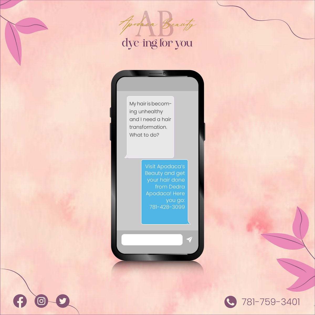 Apodaca_Beauty's tweet photo. This post on your feed is a sign from Universe that it’s time to give your hair a magical transformation!

Book your slot at DedraApodaca and experiment with a different look or style.

For appointments: https://t.co/SxZvJlw8e7 or 781-759-3401

#hairstylist https://t.co/JWKdNtJzeI