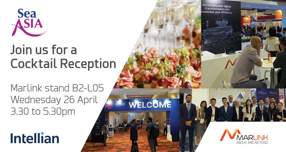 Marlink_News's tweet image. We’ve had a great first day here in Singapore, at @SeaAsia. Tomorrow we’re looking forward to our joint cocktail reception with our partners, @Intellian. Come along to Stand B2-L05 at 3.30- 5.30pm for snacks &amp;amp; refreshments. #SmartNetworkSolutions 
marlink.com/smart-network/