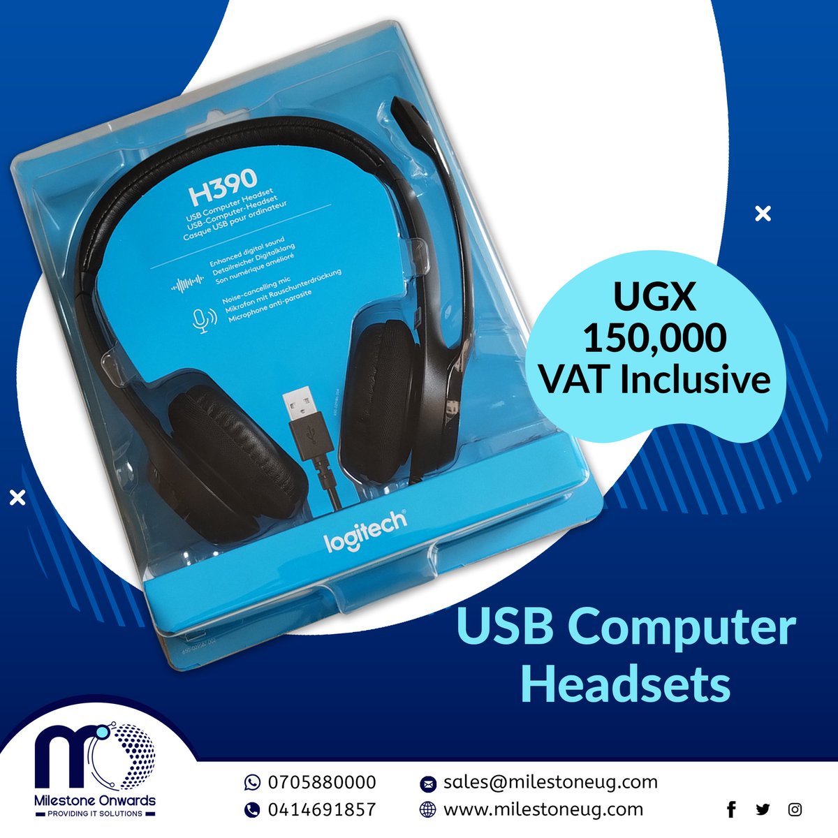 milestoneoug's tweet photo. Embrace the HQ390 Logitech USB Computer Headsets and say goodbye to the audio struggle of online meetings. 
Purchase a pair today.

Contact us;
0414691857
0705880000
sales@milestoneug.com

#usbheadset #computerheadset #audio #technology #DeliveringQuality #milestoneug https://t.co/XYFBz1oVJ3