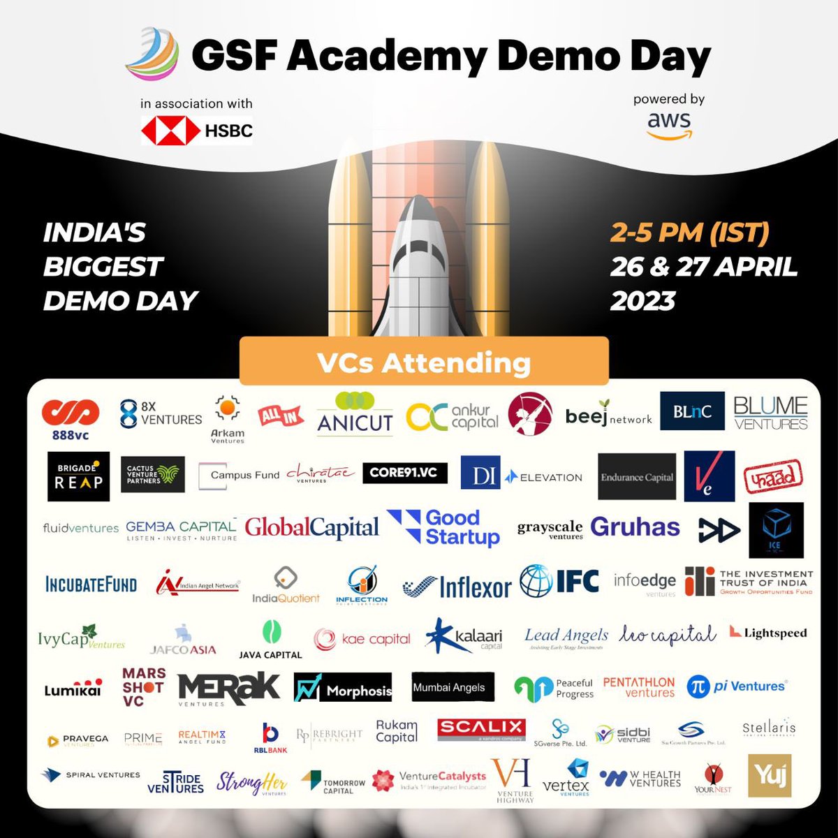 100+ startups presenting to 750+ investors, 150+ VCs have signed up. 

Two big days for Indian Startup Ecosystem: April 26 and 27. 

Even if you have partial interest in investing, I encourage you to register and watch the startups pitching. You will learn the innovation