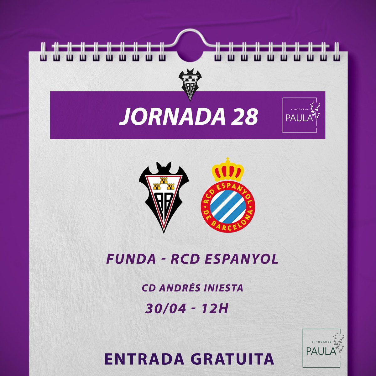 ALBACETISTAS,OS NECESITAMOS‼️
Este domingo a las 12:00h,en la Ciudad Deportiva Andrés Iniesta.
Todos juntos,por un mismo objetivo.
VAMOS‼️