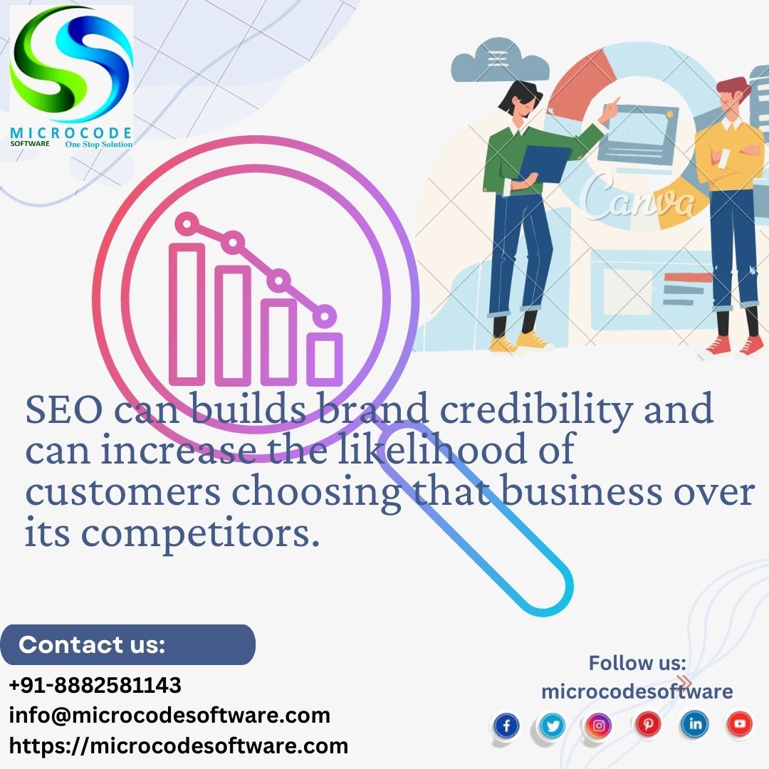 'SEO can builds credibility and can increase the likelihood of customers choosing the business over its competitors.'
#seo #seoservice #emailmarketing #microcodesoftware #Microsoft #followmicrocodesoftware #appdevelopment #marketingsoftware #contentwriting #emailmarketingsoftware