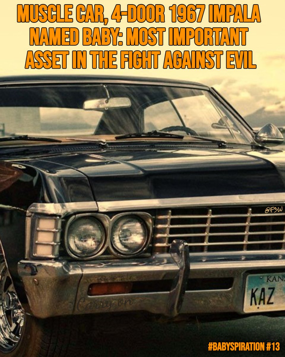 Franki3W's tweet photo. #BabySpiration #13
Muscle Car, 4-door 1967 Impala named Baby: Most important asset in the fight against evil.
#SPNFamily #Supernatural @jarpad #Baby #67Impala @JensenAckles #musclecar #importantasset #fightevil #huntthings #CarryOn #BabyAppreciationDay #WeLoveYouBaby #impalalife https://t.co/NkFjFMoevR