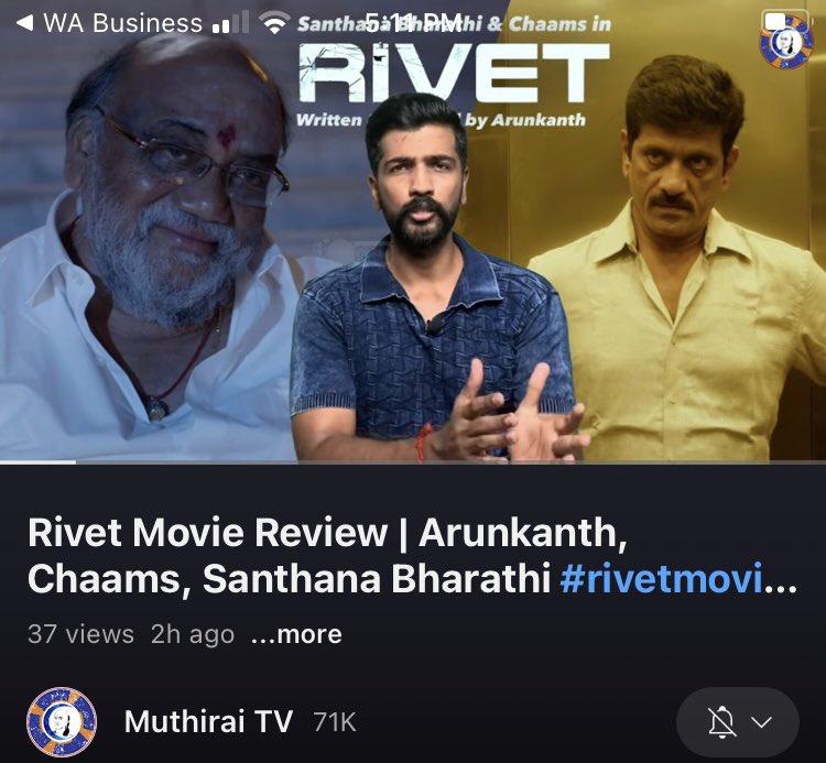 Thank you @AshokSuryaOff03 @MuthiraiTv  🙏😊

for the #movieReview for #Rivet #TamilMovie 

youtu.be/qL5a_-ztjNg

Watch full movie on AK Online - #OTT 

#OTTplatform #AKonline #Arunkanth #TamilCinemaReview @ACTOR_CHAAMS #SanthanaBharathi #Chaams