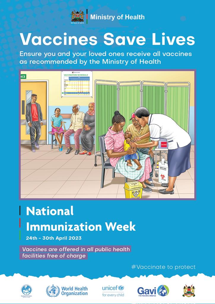 Primary prevention through immunization plays a fundamental role in health care. Vaccines are safe to save lives. @MOH_Kenya @UNICEF @WHOKenya .
#NationalImmunizationWeek