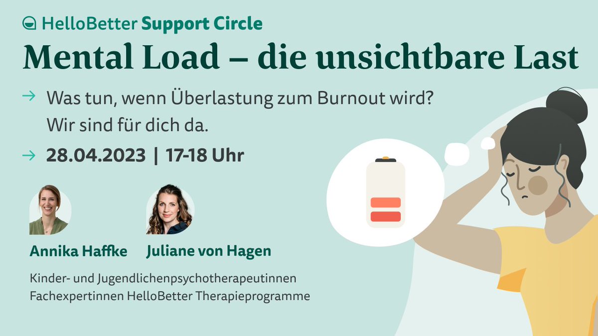 Die innere To-Do-Liste rattert unaufhörlich? Für jeden Punkt, der abgehakt wird, kommen gefühlt zwei neue dazu? In unserem kostenfreien Webinar erklären unsere Psychotherapeutinnen den Mental Load und wie wir diesen verringern können. Anmelden:
us02web.zoom.us/webinar/regist…
