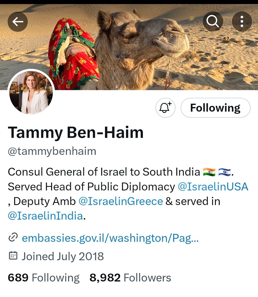 ProfSRK's tweet photo. Madam @tammybenhaim Ji, Namasthe.
Saw the banner pic in your Twitter profile. In my opinion, Peacock or Cow or Tiger reflects very good & meaningful Indic Values, Indian Tradition, Heritage & Culture, not Camel.
Regards 🙏
#IndicValues #SaveGauMata #NationFirst #VandeMataram https://t.co/Mdw8NztTdR