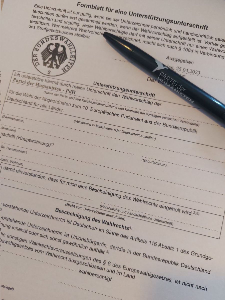 Es geht los! <a href="/DieHumanisten/">diehumanisten</a> ist bereit für die #Europawahl2024, die Hürde der Unterstützerunterschriften gehen wir jetzt an!

Hilf auch du mit!
diehumanisten.de/uu