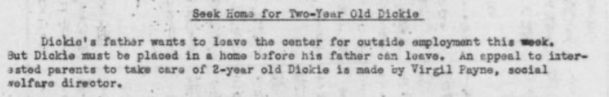 Incarceration and relocation placed many Japanese American families in uncomfortable binds, as they had to choose between freedom outside the barbed wire and caring for their children. #OTD in 1943, the Sentinel published this item about a man needing care for his 2-year-old son. https://t.co/a7Efyt9rRh