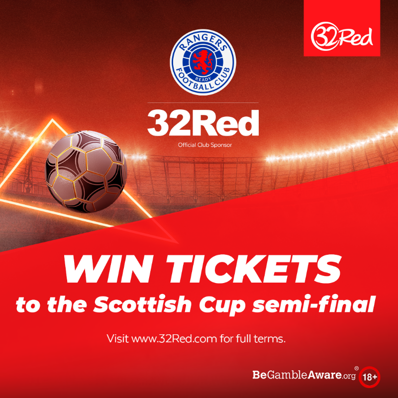 32Red's tweet photo. 📢 RANGERS FANS!!

We're giving away a 𝗣𝗔𝗜𝗥 of tickets to see @RangersFC vs Celtic on Sunday! 🎟️

For a chance to win, simply follow, like and comment #32Red - winner picked at random

Entry closes on Thursday at 12:00pm

Best of luck! 🤞🔞

#ScottishCup | #RangersFC 🔴⚪️🔵