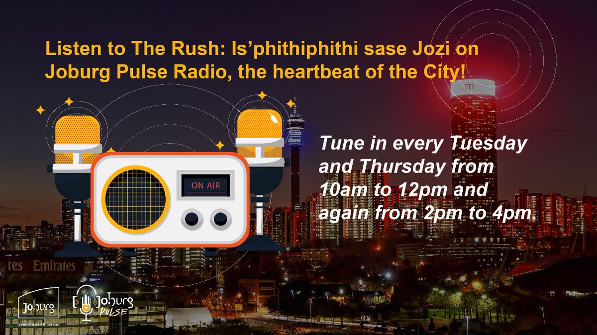 JoburgPulse_'s tweet image. We're LIVE! 

Join us on #TheRush this afternoon from 2pm to 4pm 👇🏾

📡TUNE IN:
s3.radio.co/s349cd1429/lis… #JoburgPulseRadio #JoburgLIVE