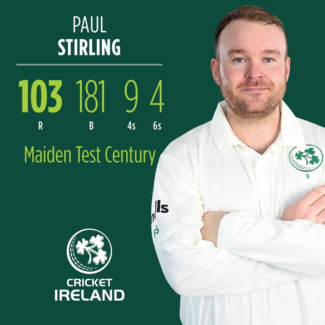 cricketireland's tweet photo. Ireland Test players with international centuries in all three formats:

- Kevin O'Brien
- Paul Stirling

An incredible achievement 👏 👏

#BackingGreen ☘🏏 #SRIvIRE https://t.co/5QDD8lfDvg