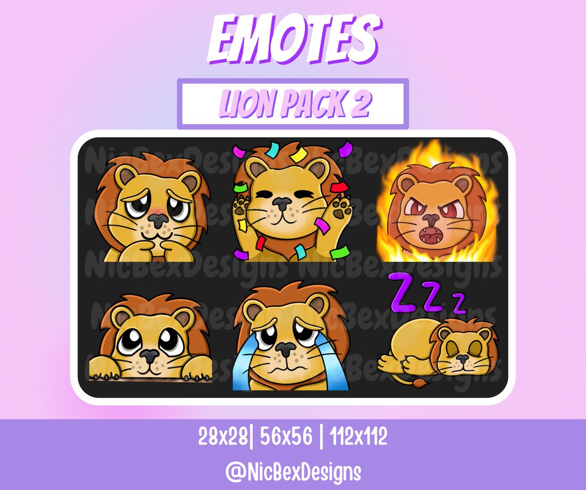 nicbexdesigns's tweet photo. Lion Twitch Emote Pack on my #etsy shop:
https://t.co/0lJ9DRuU1C
#Bitbadges #Streamer #Youtube #TwitchEmotes #SubBadges #LionEmotes #StreamEmotes #CatEmotes #twitch #twitchtv #customemotes #twitchstreamer #twitchaffiliate #twitchsubbadges #streamemotes #twitchclips #streamclips https://t.co/Ibl1H2Kcyr