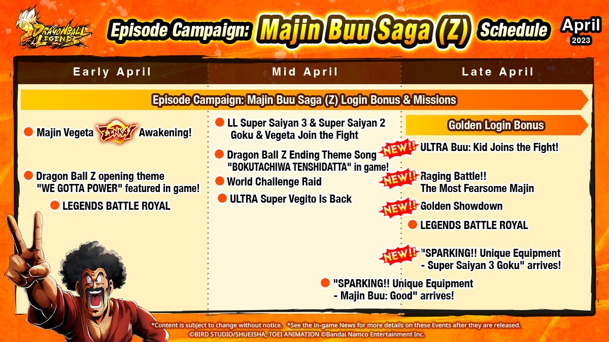 DRAGON BALL LEGENDS on X: [Episode Campaign Majin Buu Saga (Z) Special  Missions Are Here!] Play various Events and clear Missions! New Missions  will appear every 7 days during the campaign! Clear