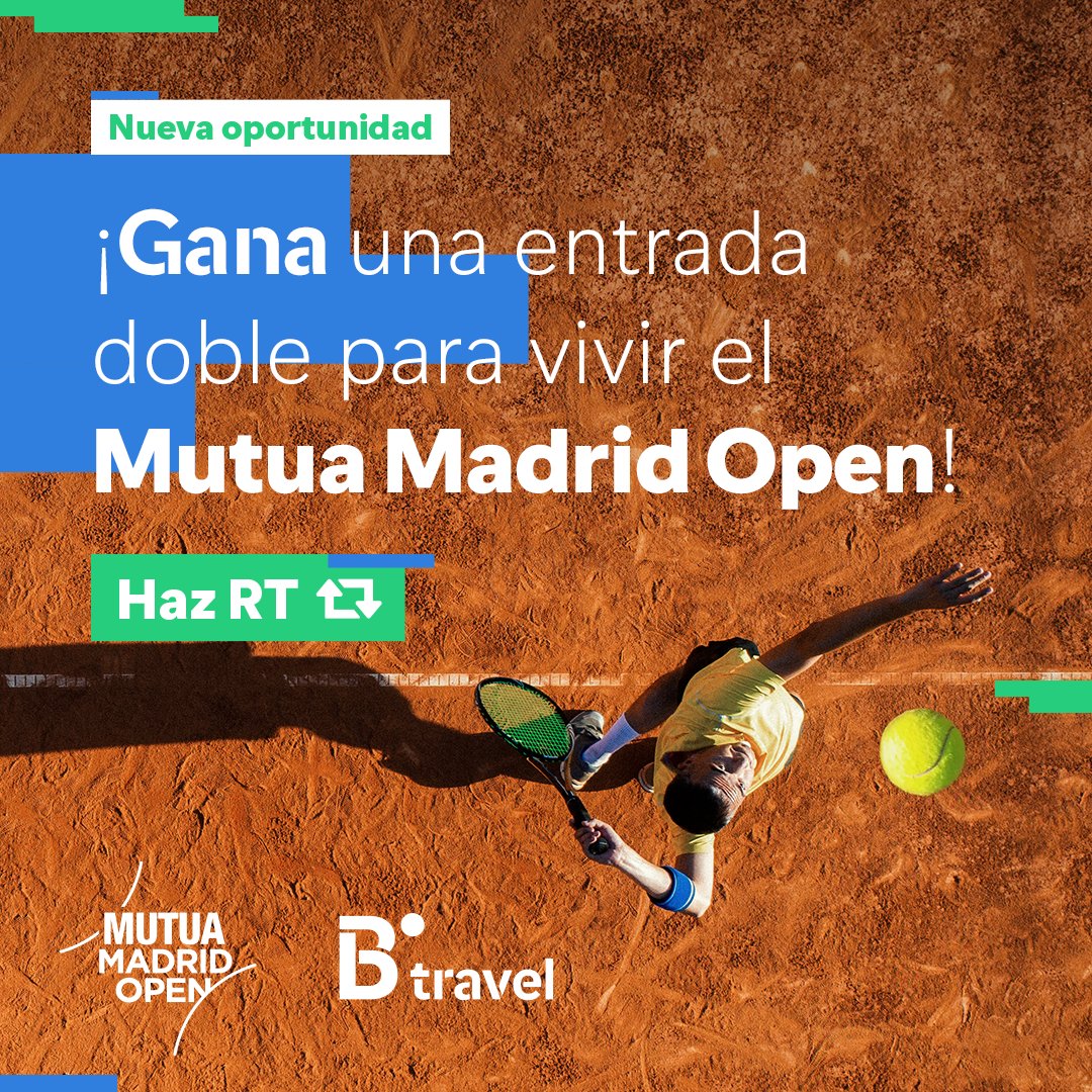 bthetravelbrand's tweet photo. Yo creo en las segundas oportunidades😌

📢NUEVO #SORTEO👇

¡Vive el @MutuaMadridOpen!🎾Haz RT 🔄y podrás ganar 1 entrada doble.

*Entradas para el 28/04, en el turno de día.
*Serán elegidos 2 ganadores, aleatoriamente.
*Participa hasta el 26/04/2023 a las 16:00h. https://t.co/exRjLN9vIF