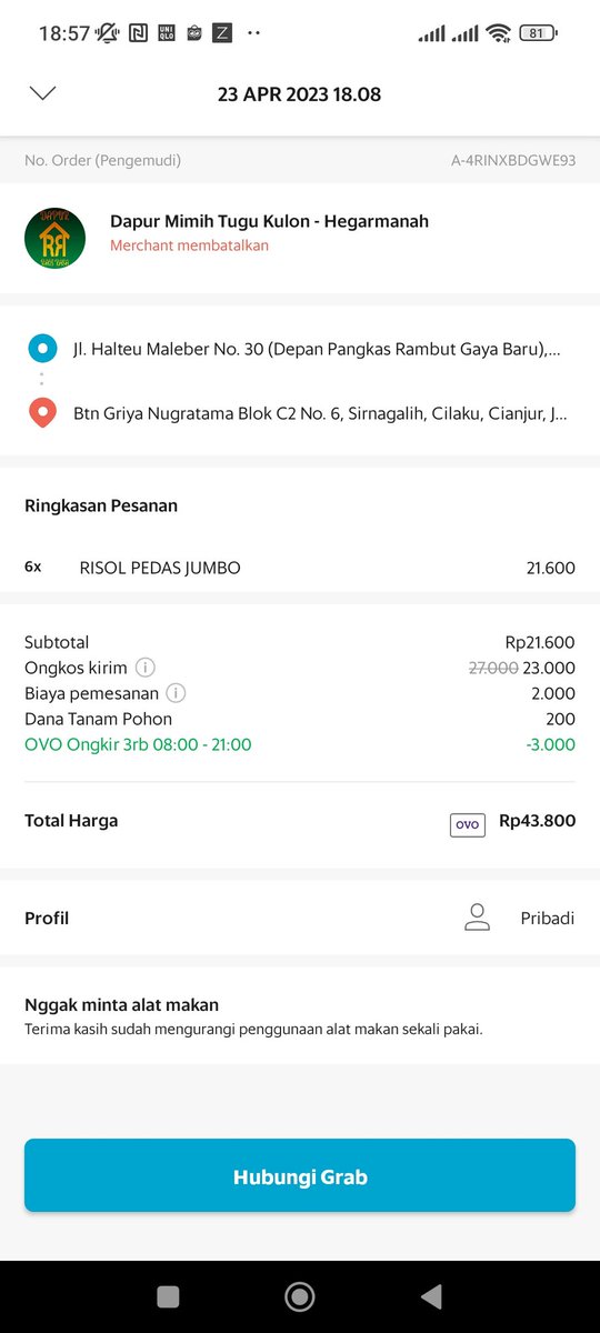 lexyfebbio's tweet photo. Tolong ini di kembalikan uang sy, masa makanan ga dateng uang nya diambil @GrabID https://t.co/iFitsH3j2z