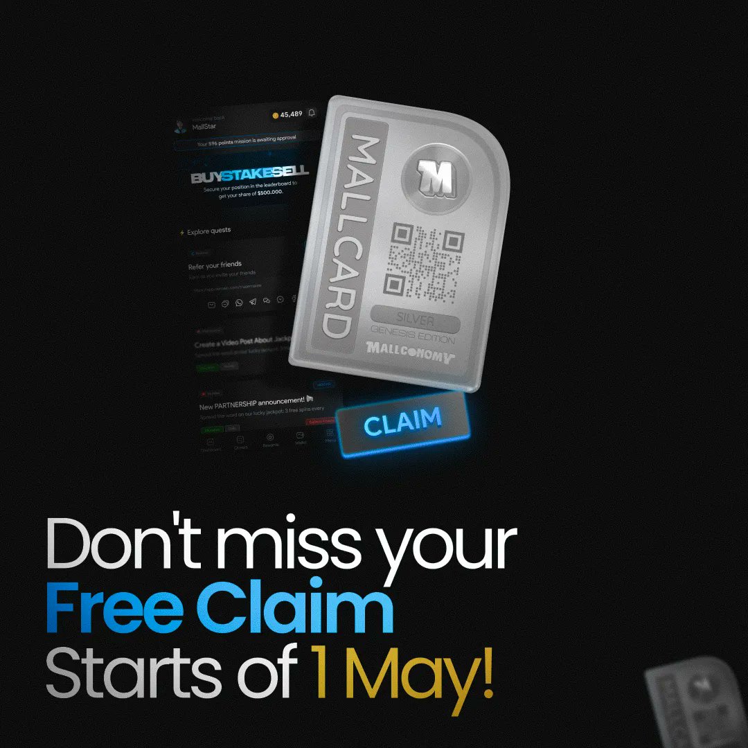 mallconomy's tweet photo. Good news MallStars ⭐️

We are extending MallCard NFT sales one more week. Mark your calendars and get ready to shop ‘til you drop 🛍

1st May: MallCard holder claim starts🥳
1st May : $250k prize bounty begins💸
8th May: Whitelist community sale🫰
10th May: Public sale start… https://t.co/qLZ4MI4Cnv