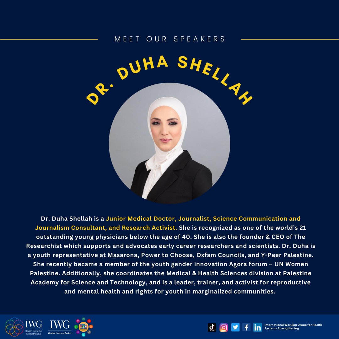 iwgforhss's tweet photo. Don't miss out on our upcoming Global Lecture Series session on April 28, 2023 at 3:00 pm UTC! Register now to hear from leading experts on women's health in Palestine and check out the bios of our amazing speakers. #IWGGLS

Register for Free:  https://t.co/mvmPtPzwkL https://t.co/aWIyVny3Sb