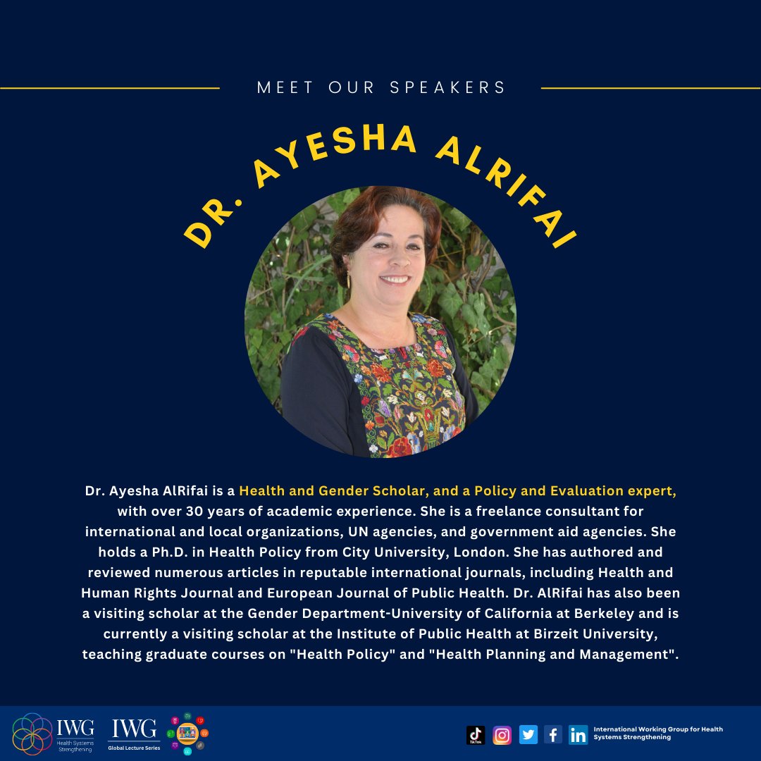 iwgforhss's tweet photo. Don't miss out on our upcoming Global Lecture Series session on April 28, 2023 at 3:00 pm UTC! Register now to hear from leading experts on women's health in Palestine and check out the bios of our amazing speakers. #IWGGLS

Register for Free:  https://t.co/mvmPtPzwkL https://t.co/aWIyVny3Sb