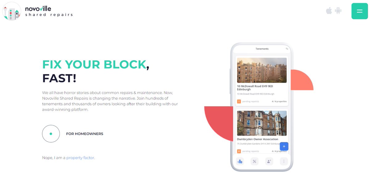 🎉The <a href="/NovoVille/">novoville</a> Shared Repairs app is now live in Glasgow! Simplify common repairs in your tenement building by communicating with owners, accessing maintenance information from Under One Roof, and more, all within the app👉 sharedrepairs.novoville.com