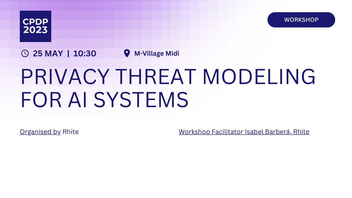 CPDP Conferences (@cpdpconferences) on Twitter photo In this hands-on workshop you will experience how an AI threat modeling session works using the open source AI risk assessment tool PLOT4ai (plot4.ai). With <a href="/IsabBarb/">Isabel Barberá</a> <a href="/RhiteTech/">Rhite.tech</a> #CPDP2023 In this hands-on workshop you will experience how an AI threat modeling session works using the open source AI risk assessment tool PLOT4ai (plot4.ai). With <a href="/IsabBarb/">Isabel Barberá</a> <a href="/RhiteTech/">Rhite.tech</a> #CPDP2023