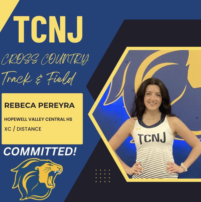 tcnjxctrack's tweet photo. Welcome Rebeca Pereyra to the pride! Rebeca is a distance runner from Hopewell Valley Central HS who will major in Psychology. We are excited to have Rebeca join our program! #TCNJXCTF #TCNJ #LionPride #IncomingClass https://t.co/t5g6WOonpJ