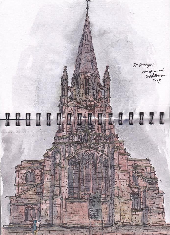 Sketch of the Day: St George and St Gabriel, #Stockport, 2013