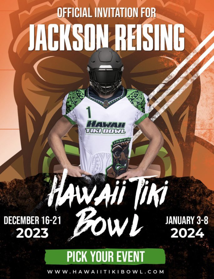 Jackson Reising (@jackson_reising) on Twitter photo Honored to announce I have been invited to play in the Hawaii Tiki Bowl! <a href="/FillippSAU/">Vince Fillipp</a> <a href="/GARNETFOOTBALL/">Haddon Heights Football</a> Honored to announce I have been invited to play in the Hawaii Tiki Bowl! <a href="/FillippSAU/">Vince Fillipp</a> <a href="/GARNETFOOTBALL/">Haddon Heights Football</a>