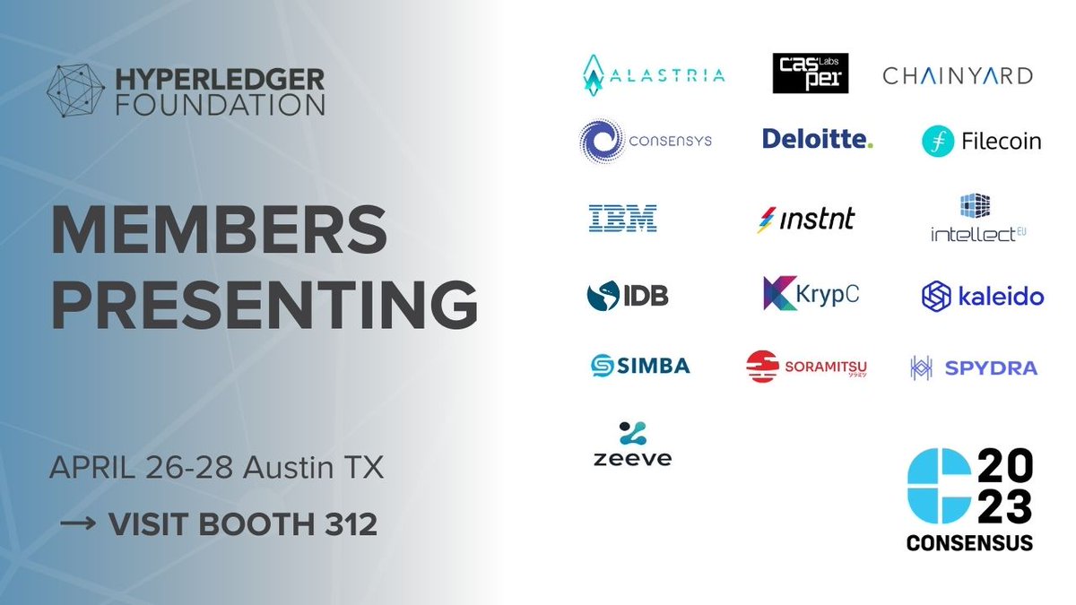 lfdecentralized's tweet image. Looking forward to @consensus2023 tommorow and our members presenting across a wide range of Hyperledger #blockchain #technology use cases and solutions, drop by our booth 312! #opensouce #web3 #tokenization #digitalidentity #interoperability #CBDCs #defi