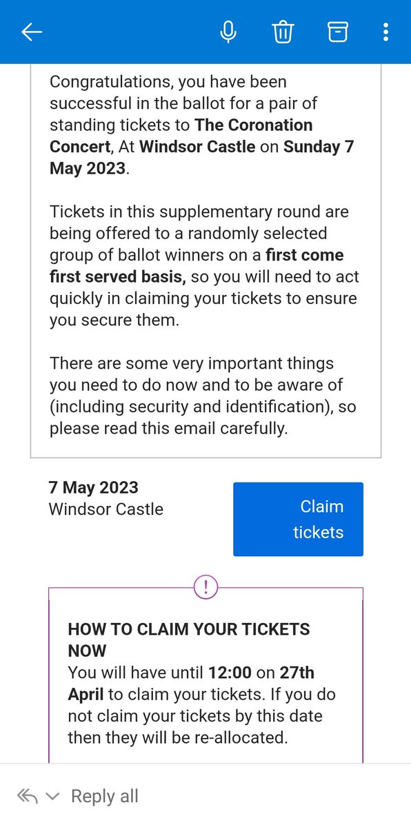 gemlouisedrew's tweet photo. How to go from 0 to 100 and down to -500 in the space of 30 seconds 🤣 You cheeky little scamps, @TicketmasterUK 

#Coronation #coronationconcert https://t.co/JPjOsIxdlG