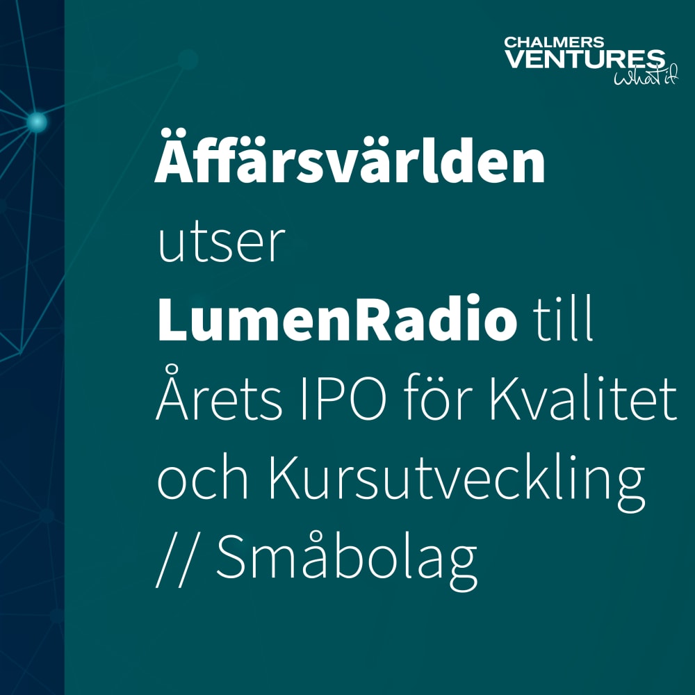 Affärsvärlden utser LumenRadio till ”Årets IPO för Kvalitet och Kursutveckling” mynewsdesk.com/se/chalmers-ve…