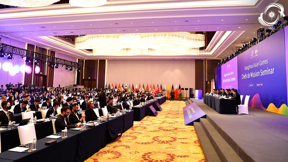 AsianGamesOCA's tweet photo. Today marked the commencement of the Hangzhou 2022 Asian Games #ChefsDeMission seminar, where all 45 Member NOC delegations of the OCA were in attendance to receive updates on the preparations for the upcoming Asian Games.  1/2 https://t.co/wChkRjsqZT
