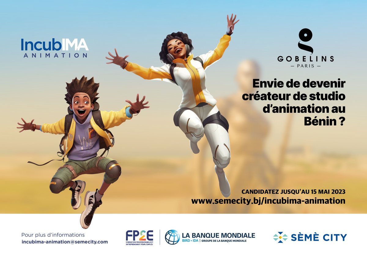 gobelins_paris's tweet photo. GOBELINS et @SemeCity sont fiers de lancer le programme IncubIMA – ANIMATION. Dès sept, 12 apprenants béninois pourront suivre cette formation technique, artistique et de management aux métiers de l’animation. 👉https://t.co/mxl6FYiaUn
#Benin #animation #2danimation #3danimation https://t.co/1p95RxtEQz