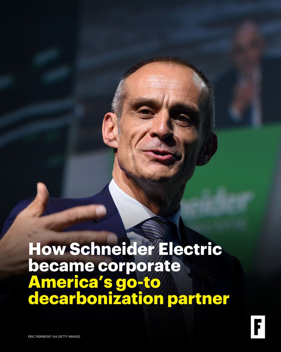 FortuneMagazine's tweet image. How did Schneider Electric go from being a dull utility company making electric switchboards to getting a Tesla-like halo leading the green energy revolution? l8r.it/KNRK