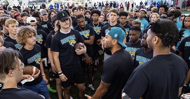 1toroathletics's tweet photo. Not 1 but 2 of your Toros took part in the QB Skills Challenge @Jaguars 
Looking forward to good things this fall. 
#Toros  #TorosFootball https://t.co/EXmbcbyaC8