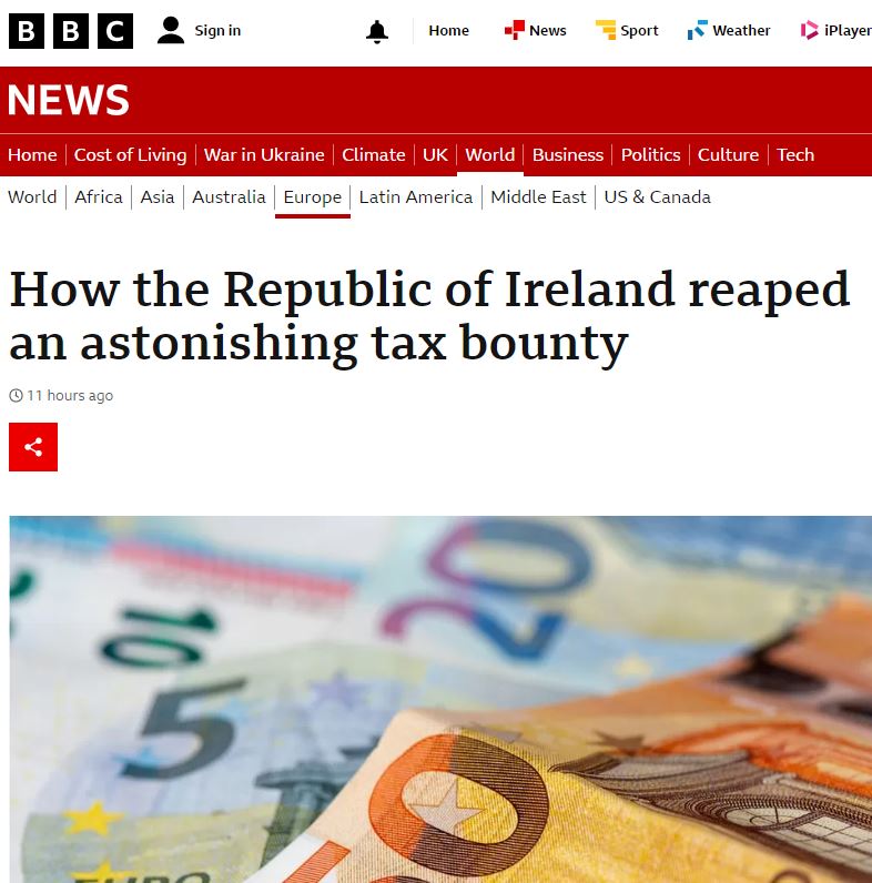 Ireland's budget surplus will exceed £8.85bn this year, according to Irish Finance Minister Michael McGrath's spring economic forecast.

The annual surplus is forecast to grow to £17.7bn by 2026.

All because of an intelligent low-tax approach to corporation tax.