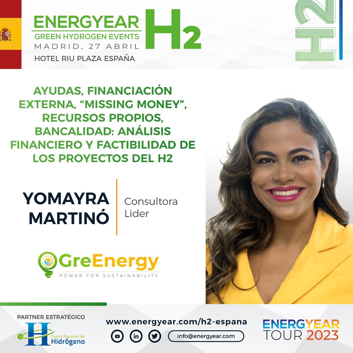 YMartino's tweet image. Inicia Energyear España 2023 y les invitamos a acompañarnos en el panel sobre financiación y bancabilidad de #hidrogeno #hidrogenoverde  junto a destacados expertos del mercado europeo. #Energyear #TransicionEnergetica #descarbonización