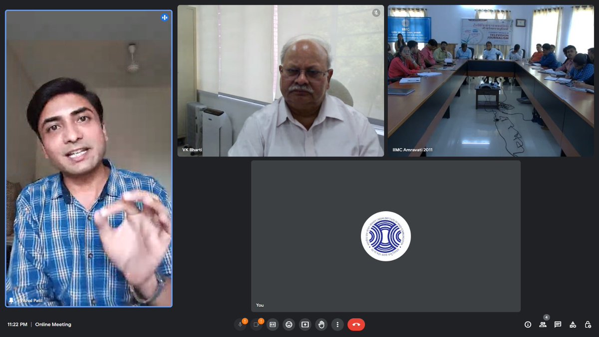IIMC_India's tweet photo. IIMC Amravati organised fourth lecture of the “Sampadak Samvad” series on the topic “Current trends in #Television_Journalism” with Mr. Vishal Patil (Associate Editor, News 18 Lokmat, Mumbai) &amp; Dr. Chandrakant Sojtiya (Editor, City News Channel, Amravati). 

@ProfSanjay_IIMC https://t.co/l1hanJi29B