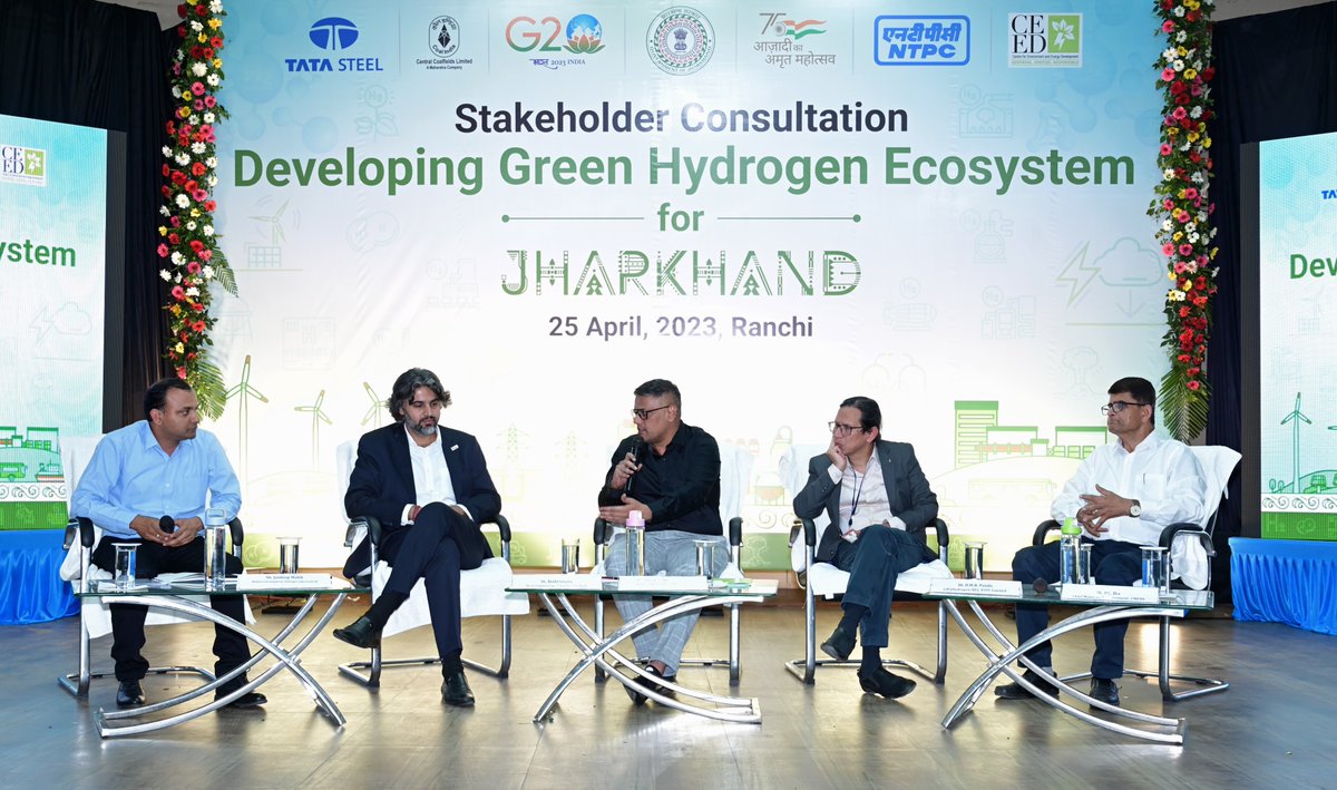 1/2
The second session on 'Initiatives by Industry on Hydrogen-Challenges and Opportunities' included <a href="/ManishRam_T/">Manish</a>, Advisor, Energy Transition, <a href="/CEED_India/">CEEDIndia</a>; Shri B Sairam, Director, <a href="/CCLRanchi/">Central Coalfields Limited</a>; Shri P C Jha, Chief Manager, Environment, <a href="/cmpdil/">CMPDI</a>..