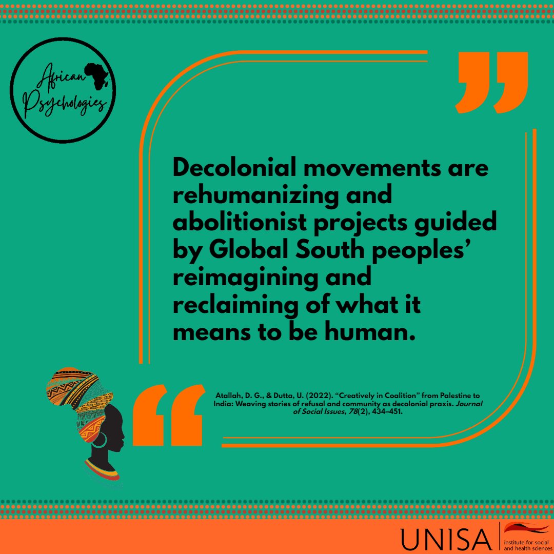 centringafrica's tweet photo. Special Issue: Decolonial Approaches to the Psychological Study of Social Issues
#DecolonialWork #DecolonisingPsychology #ReadsuraEditorialCollective #Installment2 #decolonialityasanissueforpsychologicalstudy
Articles on this special Issue available here:
https://t.co/4ei2ZzcsGi https://t.co/lZNxwVsBjK