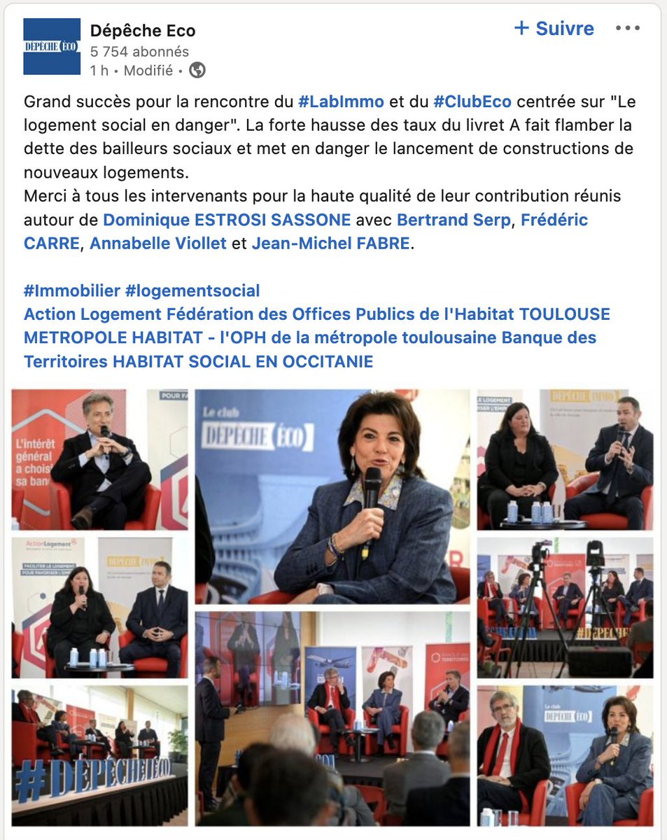 Dominiq_Estrosi's tweet photo. Retour en arrière sur la table ronde organisée au siège de la Dépêche du Midi par #LabImmo et le #ClubEco. De beaux échanges entre acteurs engagés pour le #logement social https://t.co/nUdG9aAoxI