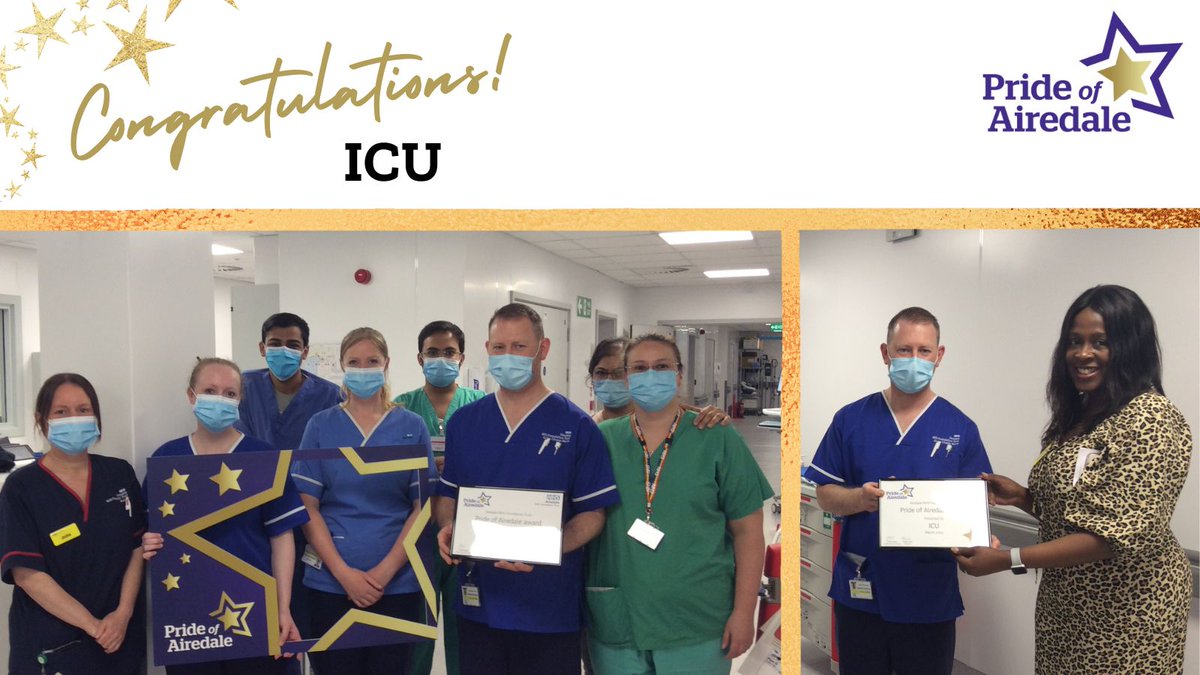 Our ICU team received two nominations in March for the compassion and support they showed towards a patient’s family.

“ICU ensured the family were supported throughout and made an incredibly harrowing situation a little bit easier for the family to navigate.”

#PrideofAiredale